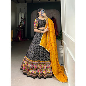 Reday to wear Lehengha Saree Bollywood Party Wear Indian Pakistani New tussar seda Diseñador de bodas Entrega gratuita en todo el mundo - Product Image 4