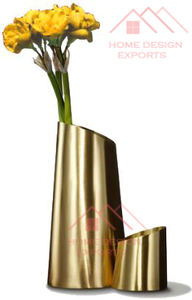 Vase en métal en aluminium finition nickel antique et or, ensemble de vases de table pour arrangements floraux - Product Image 4