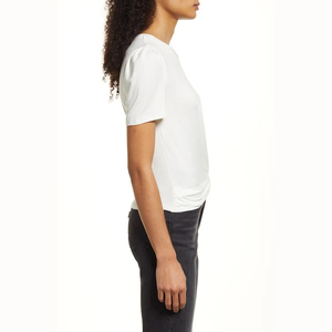 Custom Women's 94% Viscose 6% Elastane Twist Front Crewneck High Quality New Style Viscose for Women Ladies T-shirt para hombres - Product Image 3