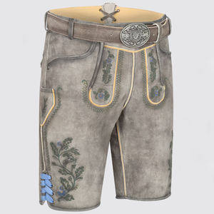Trajes bávaros bordados personalizados para hombre patrón sólido nuevos pantalones cortos de cuero de vaca con decoración de lona y botones - Product Image 2