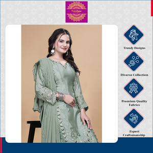 Hermoso diseño de lujo, ropa India pakistaní, nueva colección tradicional, pantalón Kurti largo de 3 piezas con Dupatta para mujer - Product Image 3