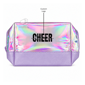 Custom Holographic PU Cheerleader <b>Make</b>-<b>Up</b> Bag Portable Personalized Cosmetic Pouch Travel & Toiletry Organizer For Cheer Girls - Product Image 4
