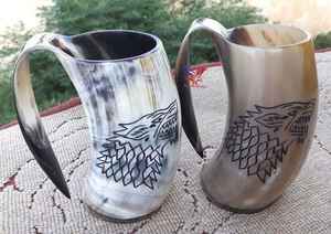 Taza de cuerno para beber tallada vikinga Natural hecha a mano personalizada estilo religioso para restaurantes de Hotel en casa - Product Image 3