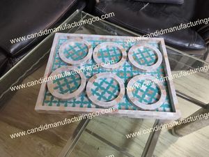 Juego de bandeja para servir de nácar de color y tamaño personalizable hecho a mano con quemador de incienso y caja para Bakhoor - Product Image 3