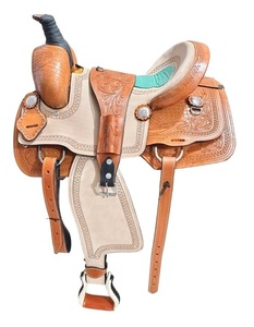 Sillín occidental de caballo de cuero genuino de calidad superior, sillín de carreras de barril para montar a caballo, sillín occidental - Product Image 1