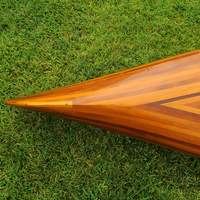 K007 - Canot en cèdre véritable OMH élégant, canot en bois massif, monoplace, 1 personne, bateau à rames durable pour l'extérieur, 301Lx66.7Wx49H cm