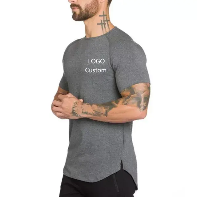 Nueva camiseta raglán de manga larga de algodón con estampado personalizado para hombre, Camiseta lisa de manga larga ajustada para gimnasio 2023