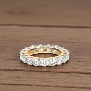 Anillo de compromiso chapado en oro de estilo bohemio de 3,50 quilates de diamante de eternidad completa de Plata de Ley 925 Unisex - Product Image 6