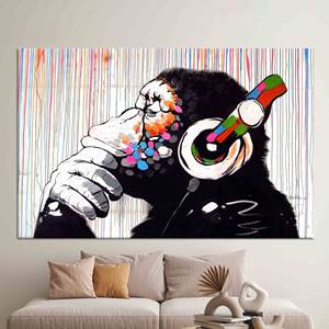 Banksy <b>Thinking</b> Monkey, Animal Canvas Print, Street Art, Unique Gift,WRAPPED CANVAS - Product Image 1