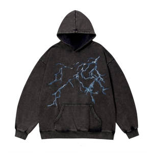 Venta al por mayor de alta calidad de peso pesado lavado sudaderas con capucha de gran tamaño de los hombres sueltos logotipo personalizado Sudadera con capucha unisex Vintage lavado con ácido Sudadera con capucha - Product Image 2