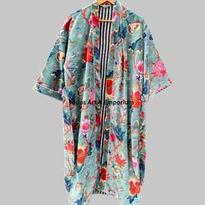 Wholesale Hand Block Printed Cotton velvet Kimono - Product Image 4