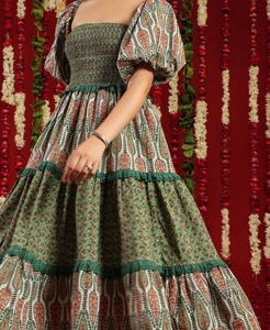 New Trendy Eco-Friendly Washable Boho Printed Cotton Dress for Women Stylish <b>Knee</b>-Length Summer Beach Wear on Sale - Product Image 1