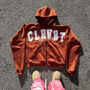 Custom Embroidery Logo Distressed Men Hoodie <b>Vintage</b> Acid Heavyweight <b>Oversize</b> Pullover Sun Faded Zip Up Acid Wash Hoodie - Product Image 5