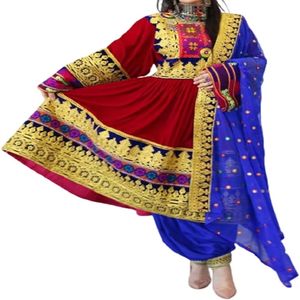 Nouvelle Arrivée 2025 – Salwar Kameez Indien-Pakistanais Fait Main en Soie Filet pour Femme – Prix de Gros – Modèle Unique Afghani Banjara Couleurs Rouge et Bleu - Product Image 1
