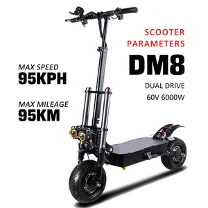 Dokma 11 Inch DM8 US EU E scooter stock 60V6000W 30AH 21700 battery oil break 90kph cheap on road electric scooter for fast sh