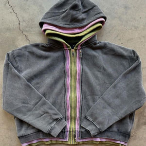 400 GSM Zipper <b>Hoodie</b> Cotton Blank <b>Cropped</b> French Terry Zipper up Hoodies <b>Zip</b> Ups Heavyweight Full Custom Printing <b>Zip</b> up <b>Hoodie</b> - Product Image 4