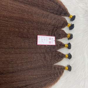 ผมต่อเคราตินสีน้ำตาลเข้มปลายแหลมผมตรงแบบเวียดนามไม่ผ่านกระบวนการไม่พันกัน - Product Image 3