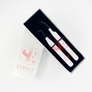 Neno ชุดปากคีบต่อขนตาสแตนเลสแข็งแบบมืออาชีพหัวเพชรดีไซน์หัวใจสีขาวเส้นใยเพิ่มวอลลุ่มขายส่ง - Product Image 4