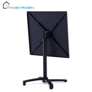 Mesa preta quadrada empilhável de alumínio Mesa de jantar dobrável ao ar livre com base de metal tipo X Leisure Camping Picnic Cafe Desk - Product Image 5
