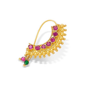 Rangnath Gold <b>Nath</b> <b>Nose</b> <b>Ring</b> Diamond Crystal Brass Alloy Wedding Body Jewelry - Product Image 4