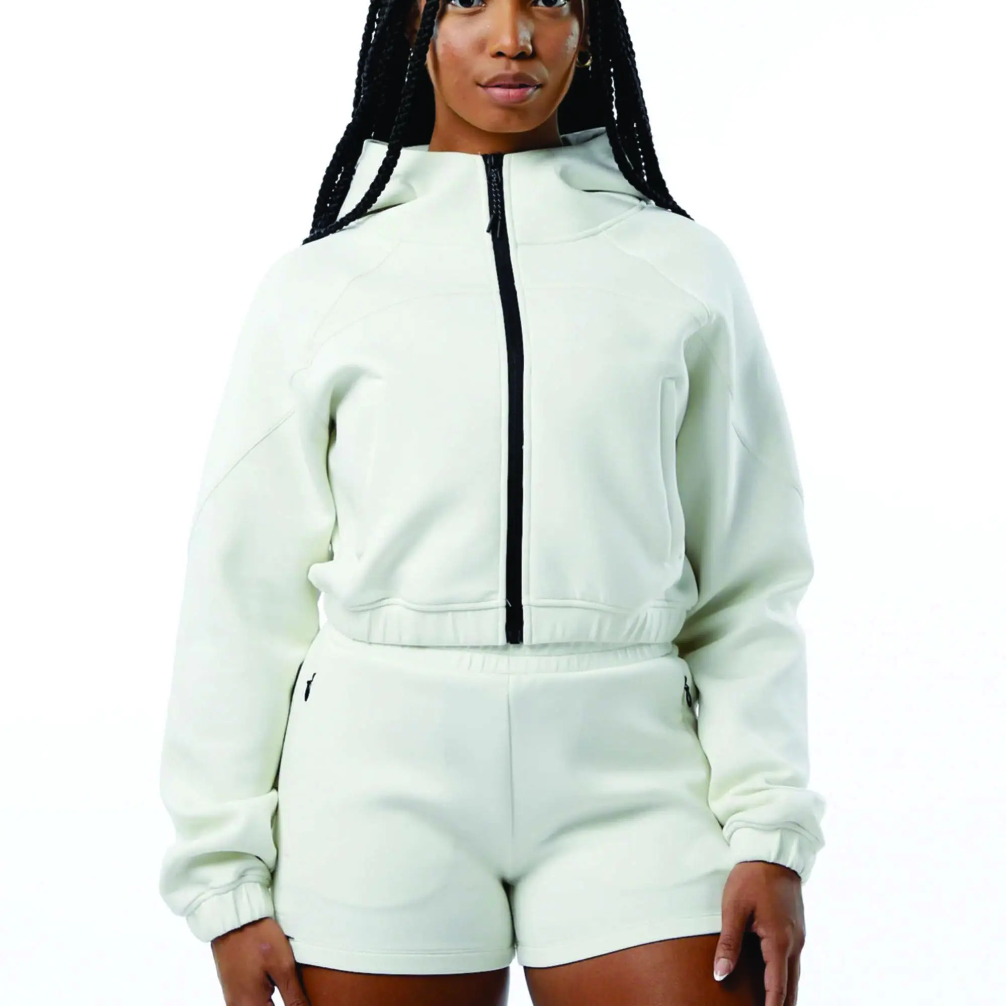 Half-Zip Hooded Sports Pullover Damen Hoodie Cardigan Custom Cotton Workout Kurz geschnittene Hoodies Frauen