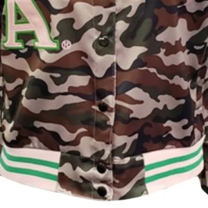 Veste Bomber en Satin Camouflage pour Femme, Style Universitaire, Vêtement d'extérieur Décontracté Tendance, Boutons sur le Devant, Streetwear, Vente en Gros - Product Image 5