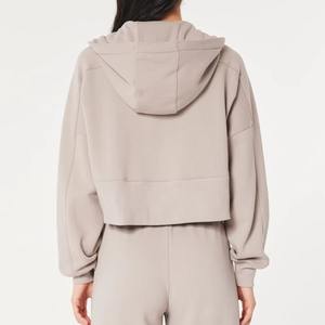 Ensemble sweat à capuche et pantalon de survêtement surdimensionné pour femme Streetwear deux pièces avec logo zippé sur le devant tenue d'hiver - Product Image 6