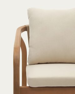 Chaise de salle à manger moderne et écologique Marreta, fabriquée en teck massif, dossier en corde tressée avec rembourrage imperméable, finition naturelle - Product Image 3