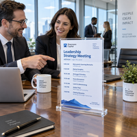 Support de table en acrylique personnalisé, présentoir en plastique transparent pour les bureaux d'entreprise, les salles de réunion, la promotion des entreprises