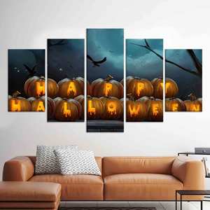 Lienzo Impreso Decorativo: Decoración Gigante de Halloween para Paredes del Hogar, Mix de 5 Piezas: Enrollado para Exhibición - Product Image 1