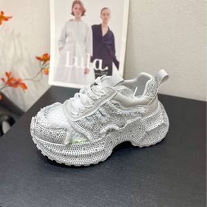 2024 femmes haute qualité grosses baskets décontracté mode marche Styles en cuir véritable doublure à lacets fermeture tissu supérieur - Product Image 2