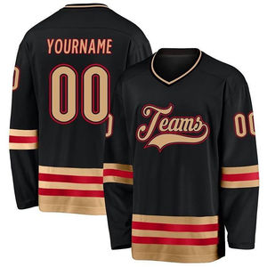 Vente en gros de vêtements de sport de grande taille à col en V pour hommes, maillot de hockey respirant, sergé, broderie sans couture sur le devant - Product Image 4