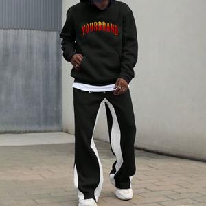 Ensemble de survêtement de sport d'hiver à capuche uni en gros pour unisexe, survêtement en coton noir, fabrication turque - Product Image 1