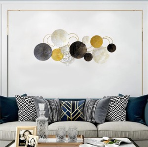 Compassion Collection métal fer cercle gaufré filet Design et fil de laiton soudé cadre mur Art multicolore pour la décoration de salon - Product Image 4