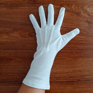 Recién llegado, guantes masónicos de tela de algodón blanco liso, logotipo bordado, puño elástico, logotipo personalizado disponible, guantes de algodón 100 - Product Image 4