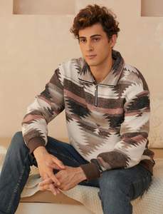 Pull cardigan pour homme en coton 100% à motif de personnage, tendance hip-hop rétro, lavage à l'acide, vintage, logos personnalisés - Product Image 2