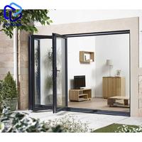 Porte patio pliante en aluminium avec moustiquaire, porte coulissante en verre intérieure/extérieure pour projet commercial au Pakistan