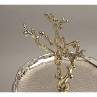 ROYAL HOME COLLECTION Nouveau design moderne, écologique, de haute qualité, support à gâteau en aluminium martelé à 1 étage, finition or nickel