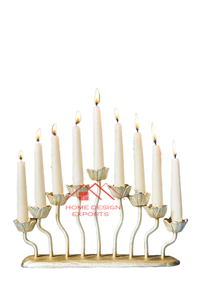 Bougeoir Menorah avec forme de diamant Dernier design moderne Finition en métal aluminium argenté Vente chaude pour la décoration de Pâques - Product Image 6