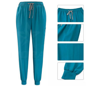 Cómodos juegos de fregado de hospital con tela de sarga duradera Enfermera Trabajo médico Juego de fregado de higo con manga corta Conjunto de fregado de mujer Top - Product Image 3