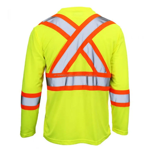 T-shirt polo de sécurité haute visibilité 2025 à manches courtes pour travailleurs, personnalisable avec votre logo, bandes réfléchissantes, imprimé anti-plis - Product Image 3