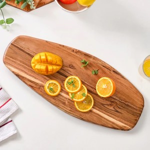 Plato de fruta de madera rústica Mango Naranja Bandeja para servir Tabla de queso de madera de acacia natural y vajilla de charcutería - Product Image 2