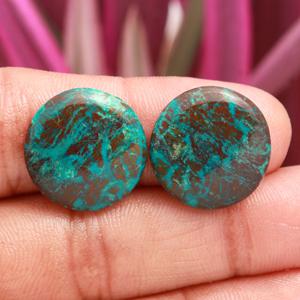 Pendientes de Cristal de Crisocola Verde Natural DHORGEMS para Mujer, Pendientes de Cabujón, Joyería Hecha a Mano - Product Image 4