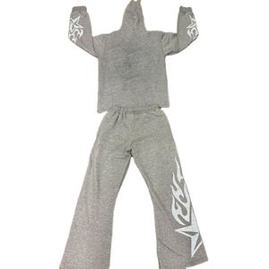 Trajes Deportivos de Alta Calidad para Adultos 2025, para Hombre y Mujer, Sudaderas con Efecto Desgastado por el Sol, Estampado de Pantalla, Pedrería, Transpirables, Sudaderas para Hombre - Product Image 3