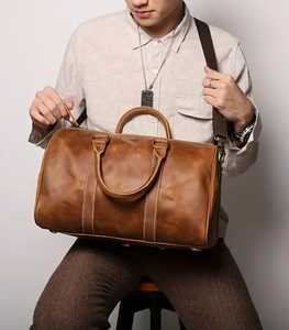Factory Custom Logo <b>Men</b> Duffel <b>Bag</b> Crazy Horse <b>Leather</b> Travel <b>Bag</b> Weekend Saco De Viagem De Couro <b>Leather</b> <b>Duffle</b> <b>Bag</b> for <b>Men</b> - Product Image 4