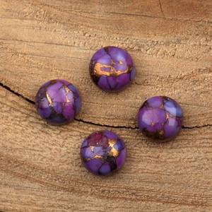 พลอยเทอร์ควอยซ์ทองแดงสีม่วงธรรมชาติ12มม. พลอยหลังแบนทรงหลวมสำหรับการทำเครื่องประดับและการรักษา - Product Image 3