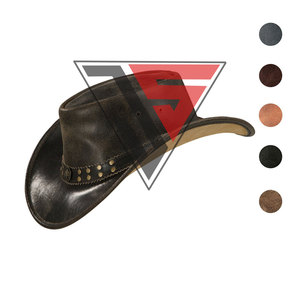 Sombrero de vaquero occidental de estilo Vintage para hombre, sombrero de vaquero de Caballero, sombrero de vaquero de cuero genuino, tira de cuero con accesorios de latón - Product Image 2