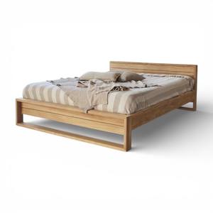 Wabi Sabi Solid Teak <b>Wood</b> King Size Platform <b>Bed</b> <b>Frame</b> <b>with</b> Floating Bedside Cabinet and <b>Storage</b> Luxury Master Bedroom Furniture - Product Image 1