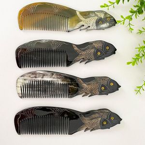 หวีแตรรูปควายธรรมชาติหวีแตรป้องกันไฟฟ้าสถิตสำหรับเป็นของขวัญวันหยุดจากงานฝีมือจันทร์เสี้ยว - Product Image 3