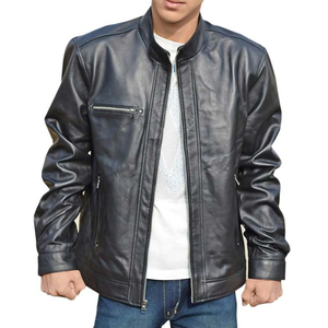 Vestes en cuir pour hommes style automne populaire veste en cuir pour hommes vente en gros de vestes en cuir PU à fermeture éclair tendance pour hommes stylés - Product Image 2